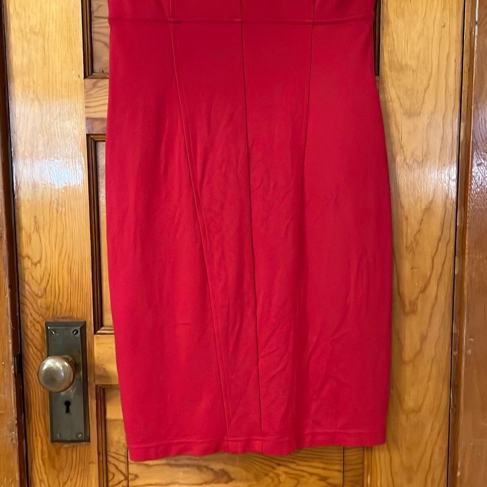 Sharagano Red Button Front Mini Dress 4 - Picture 9 of 9